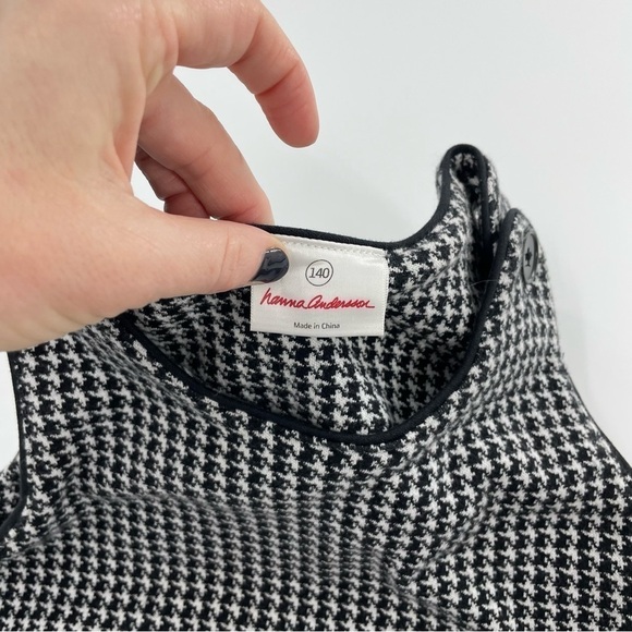 Hanna Anderson‎ Girl's Houndstooth Gingham Black & White Drop Waist Dress - Picture 5 of 8